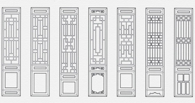 马尔康常用中式仿古花窗图案隔断设计图